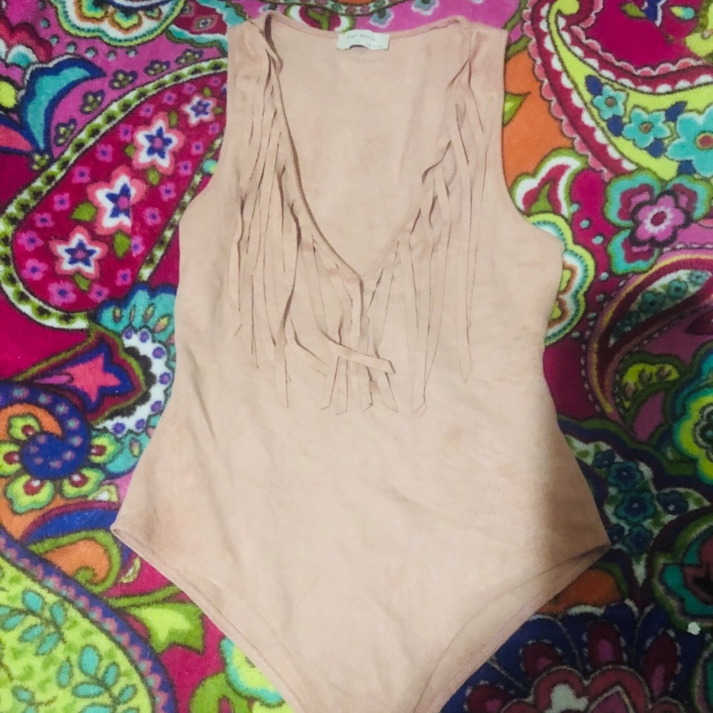 Blush suede bodysuit